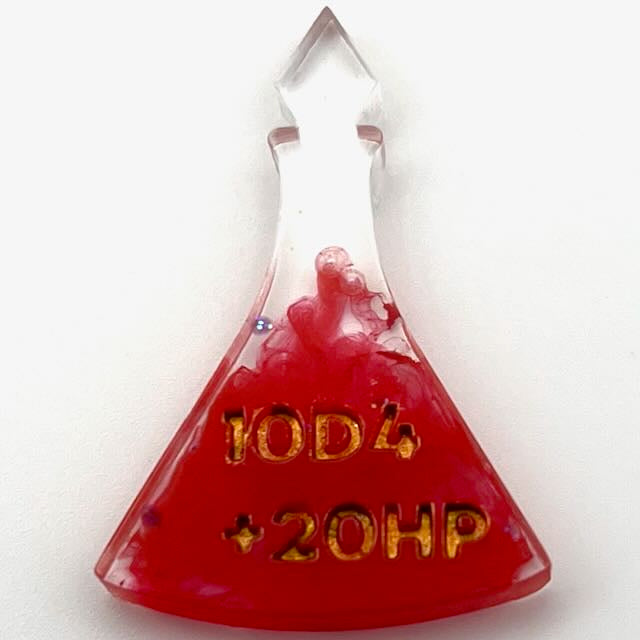 Resin potion bottle with red alcohol ink colouring and gold lettering