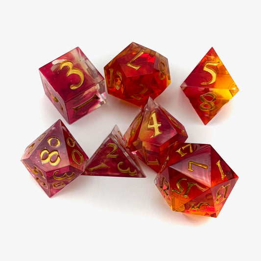Rubies in Honey Resin Dice Set