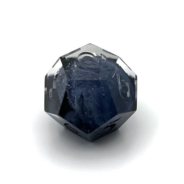 D12 clear and black petrie pour style resin dice with Uninked numbers