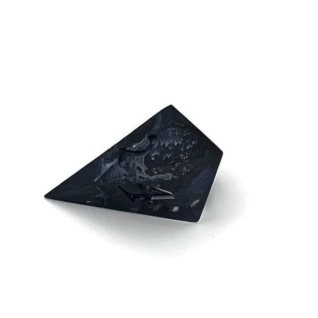 D4 clear and black petrie pour style resin dice with Uninked numbers