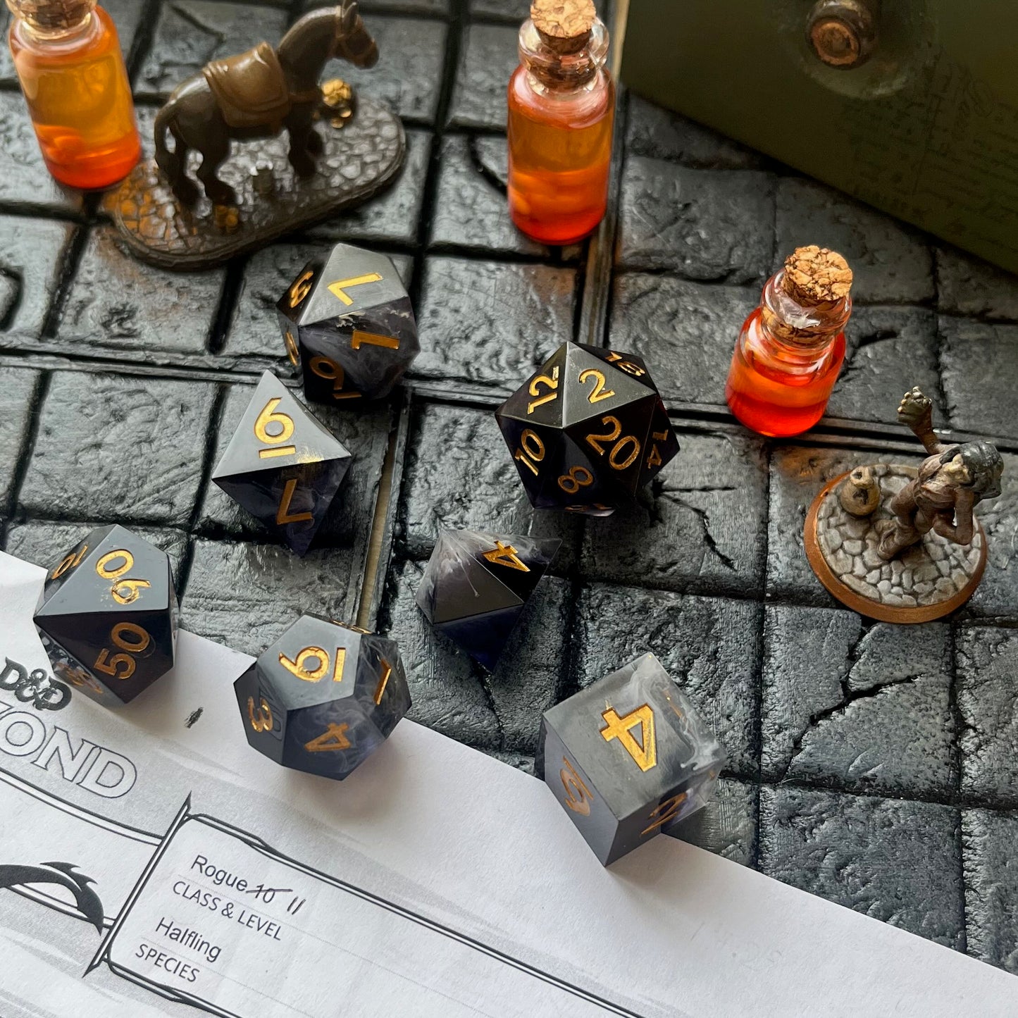 Dark is the Night Resin Dice Set
