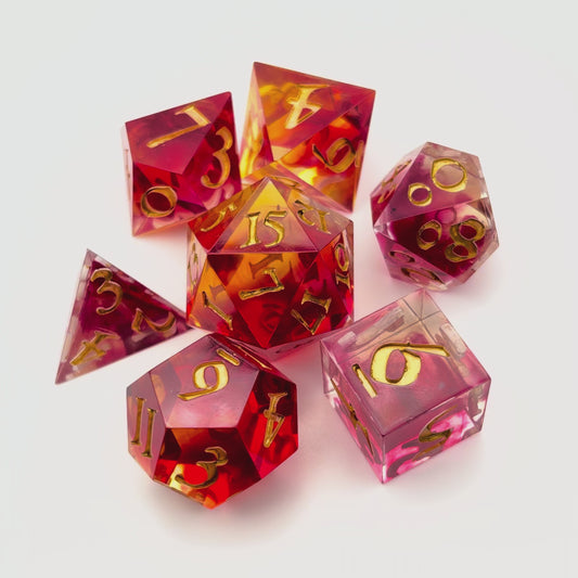 Rubies in Honey Resin Dice Set